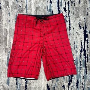 FMF Classic Red Plaid Men's Board Shorts